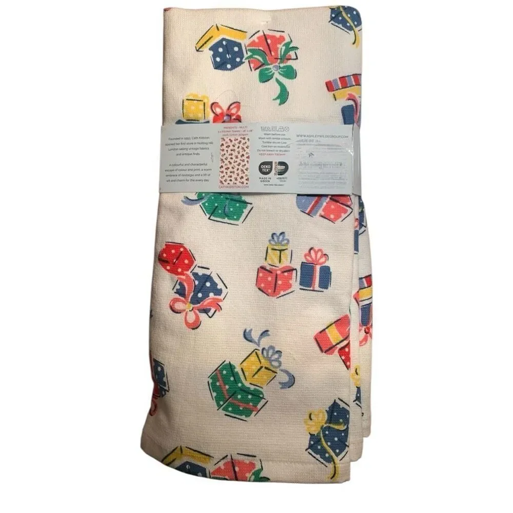 Cath Kidston Kitchen Towels Gift Print 3 Pack – London Cotton New Holiday Decor
